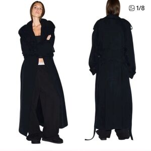 Skims Oversized Boyfriend Trench Coat, NWT, Black, Size S